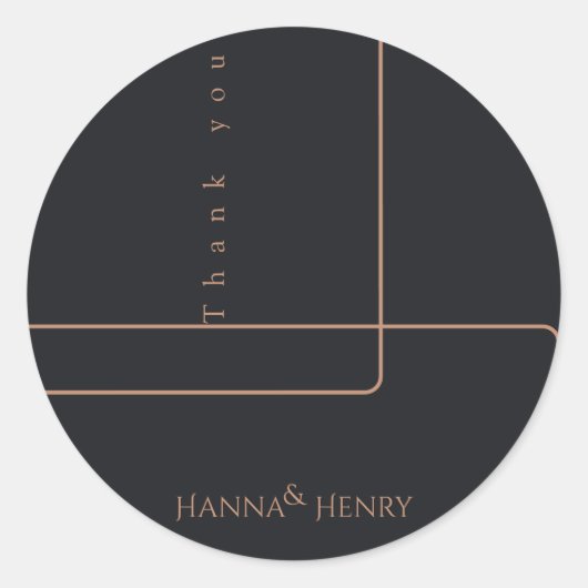 Sticker Rond élégant noir or rose Moderne  (Devant)