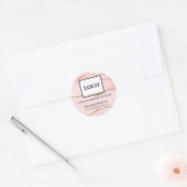 Sticker Rond Élégant noir rose marbre Agate beauté Lash Logo (Enveloppe)