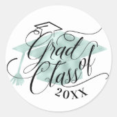 Sticker Rond Élégant noir Script typographique Vert Grad Casque (Devant)