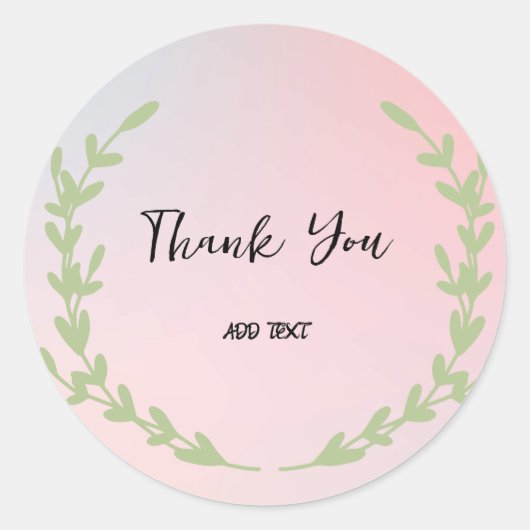 Sticker Rond Elegant nom de remerciement floral aquarelle dégra (Devant)