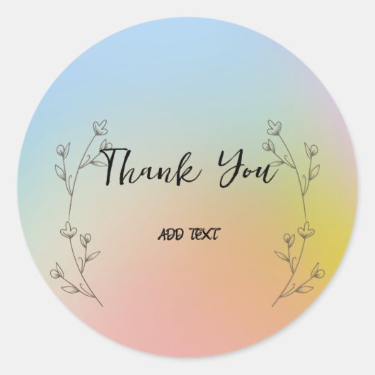 Sticker Rond Elegant nom de remerciement floral aquarelle dégra (Devant)