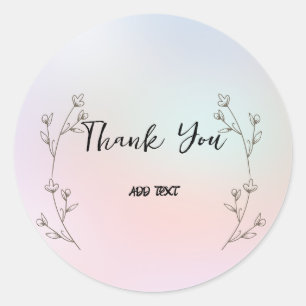 Sticker Rond Elegant nom floral aquarelle dégradé de remercieme