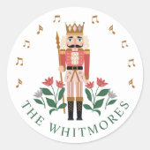 Sticker Rond Élégant Nutcracker Ballet Toy Soldier Musique Flor (Devant)