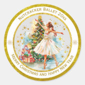 Sticker Rond Elegant Nutcracker Merry Christmas and New Year (Devant)