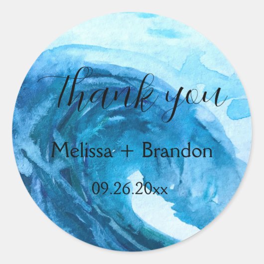 Sticker Rond Elégant Ocean Waves Beach Destination Mariage (Devant)