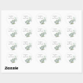 Sticker Rond Elégant Olive Greenery Mariage Enveloppe Phoques (Feuille)