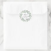 Sticker Rond Élégant Olive Sprig vert Script (Sac)