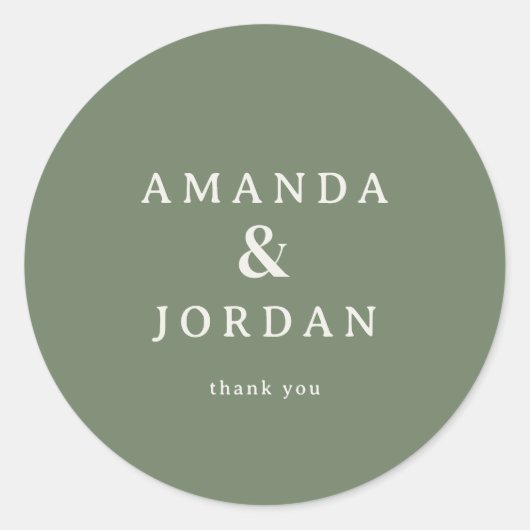 Sticker Rond Elegant Olive Thank You Card (Devant)