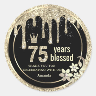 Sticker Rond Elégant Or Glamor Drives Merci