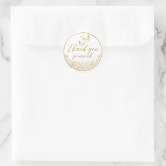 Sticker Rond Élégant Or Merci Beaucoup — Bâton de Cadeau de Fêt