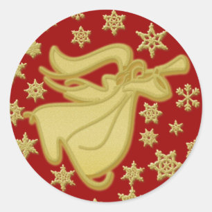 Sticker Rond Elégant or Noël ange voeux voeux