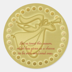 Sticker Rond Elégant or Noël ange voeux voeux