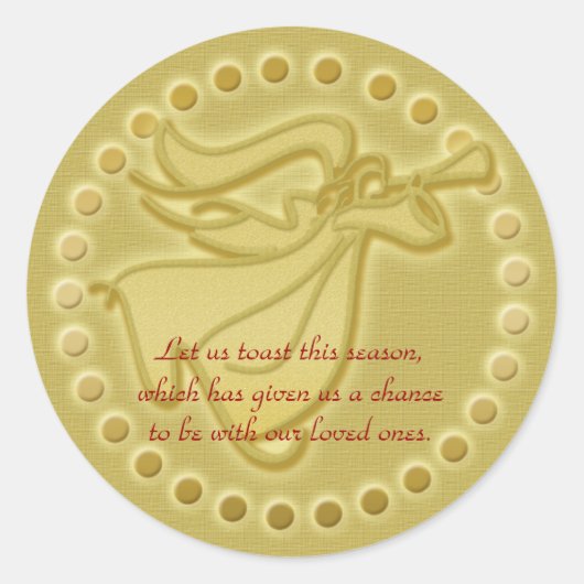 Sticker Rond Elégant or Noël ange voeux voeux (Devant)