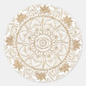 Sticker Rond Elégant or Oeil Soleil Lune Mandala Blanc (Devant)