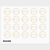 Sticker Rond Elégant or Rustique Wreath Monogramme Mariage Seal (Feuille)