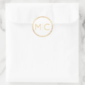 Sticker Rond Elégant or Rustique Wreath Monogramme Mariage Seal (Sac)