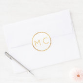 Sticker Rond Elégant or Rustique Wreath Monogramme Mariage Seal (Enveloppe)