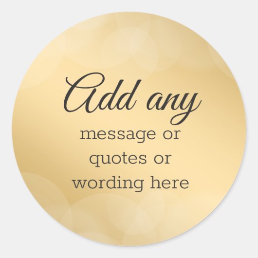 Sticker Rond Élégant Or sur fond Bokeh personnalisé (Devant)