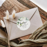 Sticker Rond Elégant or verdure Merci mariage Faveur<br><div class="desc">Cette élégante verdure dorée merci mariage faveur classique collant rond est parfait pour un mariage moderne. Le design se compose d'or dessiné à la main et de feuilles d'eucalyptus verts botaniques, inspirant la beauté artistique. Faites de l'autocollant votre propre étiquette en incluant vos noms, l'événement (s'il y a lieu) et...</div>