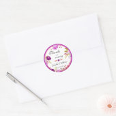 Sticker Rond Elégant or violet Mariage Floral Merci (Enveloppe)