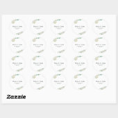 Sticker Rond Elegant Organic Modern Wedding Invitation (Feuille)