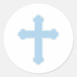 Sticker Rond Élégant ornement Croix Bleue