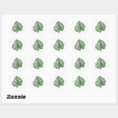 Sticker Rond Elegant Palm Leaf Tropical Aloha Wedding Favor (Feuille)