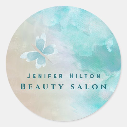 Sticker Rond Élégant papillon d'aquarelle douce de boho (Devant)
