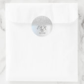 Sticker Rond Elégant Parties scintillant Argent Bokeh, Mariage  (Sac)