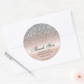 Sticker Rond Élégant Parties scintillant d'argent Mariage rose (Enveloppe)