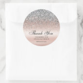 Sticker Rond Élégant Parties scintillant d'argent Mariage rose (Sac)