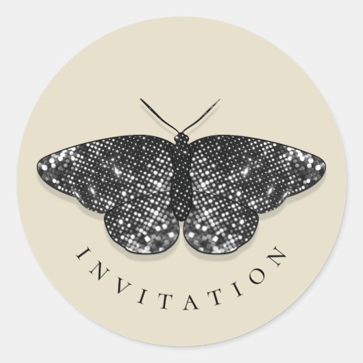 Sticker Rond Elégant Parties scintillant noire Papillon Envelop (Devant)
