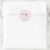 Sticker Rond Élégant Parties scintillant rose fille Merci Baby (Sac)
