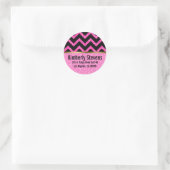 Sticker Rond Elégant Parties scintillant rose noir Chevron or A (Sac)