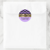 Sticker Rond Elégant Parties scintillant rose noir Chevron or A (Sac)