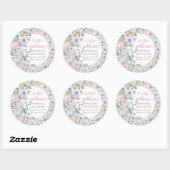 Sticker Rond Élégant pastel fleur sauvage rose clair (Feuille)