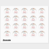 Sticker Rond Elegant Pastel Floral 80th Birthday Party (Feuille)