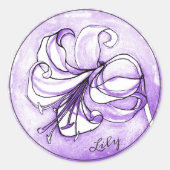 Sticker Rond Elegant Pastel Lavender Lily Aquarelle Ajouter un (Devant)