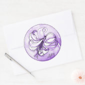 Sticker Rond Elegant Pastel Lavender Lily Aquarelle Ajouter un (Enveloppe)