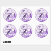 Sticker Rond Elegant Pastel Lavender Lily Aquarelle Ajouter un (Feuille)