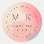 Sticker Rond Elegant Peach Minimalist Thank You (Devant)