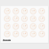 Sticker Rond Elegant Peach Stripes and Initials (Feuille)