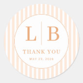 Sticker Rond Elegant Peach Thank You Card (Devant)