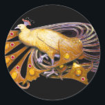 STICKER ROND ELÉGANT PEACOCK EN JAUNE, NOIR<br><div class="desc">Design de bijoux Art Nouveau vintage.Développement graphique numérique moderne et Cool par Bulgan Lumini (c) .Facile à customiser avec votre propre texte comme une cérémonie mariage faire-part, cartes de place, sauver la date, merci, douches nuptiales, douches douces 16 anniversaires, douches fiançailles, ou à peu près tout événement que vous souhaitez!...</div>