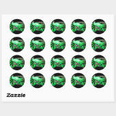 STICKER ROND ÉLÉGANT PEACOCK EN VERT, NOIR (Feuille)