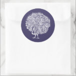 Sticker Rond Élégant Peacock Vintage Midnight Blue Mariage<br><div class="desc">Élégant Sticker Vintage Peacock Midnight Blue Mariage Classic Round</div>