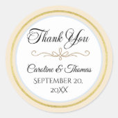 Sticker Rond Elégant Pearl Gold Script Mariage Perles romantiqu (Devant)
