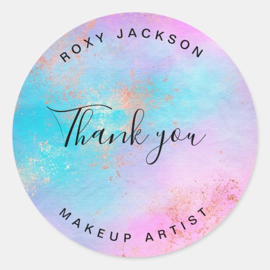 Sticker Rond Elégant peintre de maquillage d'or rose moderne (Devant)