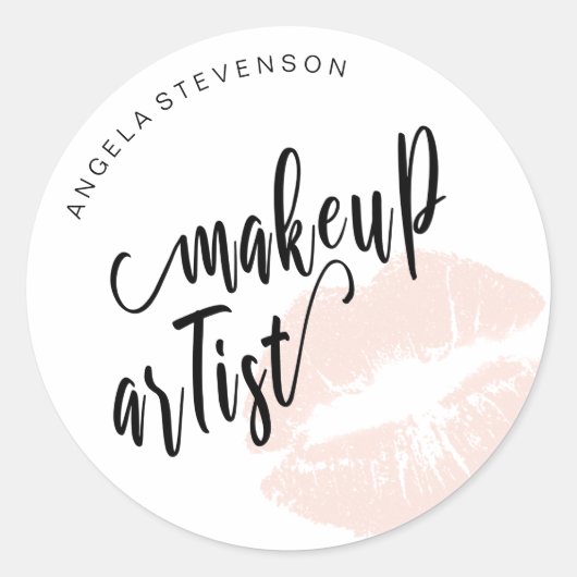 Sticker Rond Elégant peintre moderne de maquillage des lèvres r (Devant)
