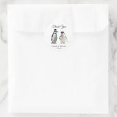 Sticker Rond Élégant Penguin Couple Merci Mariage (Sac)